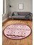 3D Kaymaz Yıkanabilir Şık Kilim Desen Yuvarlak Mutfak Halısı Salon Halısı Y-Modern-68-Pembe 4
