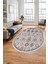 Modern Etnik Desen Dijital Kaymaz Yıkanabilir Oval Yolluk Mutfak Salon Halısı O-Modern-29-Gri 4