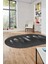 Yaprak Desenli Baskılı Kaymaz Taban Yıkanabilir Oval Yolluk Salon Halısı O-MODERN-115-ANTRASİT 1