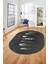 Yaprak Desenli Baskılı Kaymaz Taban Yıkanabilir Oval Yolluk Salon Halısı O-MODERN-115-ANTRASİT 2