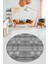 Modern Etnik Desenli Dijital Kaymaz Yıkanabilir Yuvarlak Mutfak Salon Halısı Y-Modern-19-Gri 3