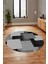 Baskılı Kaymaz Yıkanabilir Yuvarlak Mutfak Halısı Salon Halısı Y-Modern-47-Gri 4