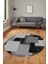 Baskılı Kaymaz Yıkanabilir Yuvarlak Mutfak Halısı Salon Halısı Y-Modern-47-Gri 5