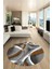 3D Baskılı Kaymaz Taban Yıkanabilir Modern Yuvarlak Mutfak Salon Halısı Y-Modern-97-Kahve 4