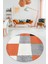 3D Baskılı Kaymaz Yıkanabilir Yuvarlak Mutfak Halısı Salon Halısı Y-Modern-53-Turuncu 1