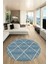 Sade Desenli Baskılı Kaymaz Taban Yıkanabilir Yuvarlak Mutfak Salon Halısı Y-MODERN-116-MAVİ 3