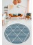 Sade Desenli Baskılı Kaymaz Taban Yıkanabilir Yuvarlak Mutfak Salon Halısı Y-MODERN-116-MAVİ 5