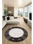 Etnik Baskılı Kaymaz Taban Yıkanabilir Yuvarlak Mutfak Salon Halısı Y-MODERN-119-VİZON 3