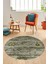 Modern Etnik Desen Dijital Kaymaz Yıkanabilir Yuvarlak Mutfak Salon Halısı Y-Modern-30-Yeşil 2