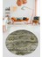 Modern Etnik Desen Dijital Kaymaz Yıkanabilir Yuvarlak Mutfak Salon Halısı Y-Modern-30-Yeşil 3