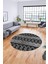 Baskılı Kaymaz Yıkanabilir Şık Yuvarlak Mutfak Halısı Salon Halısı Y-Modern-56-Antrasit 2