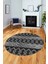 Baskılı Kaymaz Yıkanabilir Şık Yuvarlak Mutfak Halısı Salon Halısı Y-Modern-56-Antrasit 3