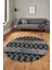 Baskılı Kaymaz Yıkanabilir Şık Yuvarlak Mutfak Halısı Salon Halısı Y-Modern-56-Antrasit 5