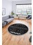 3D Kaymaz Yıkanabilir Şık Kilim Desen Yuvarlak Mutfak Halısı Salon Halısı Y-Modern-68-Antrasit 1