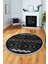 3D Kaymaz Yıkanabilir Şık Kilim Desen Yuvarlak Mutfak Halısı Salon Halısı Y-Modern-68-Antrasit 2