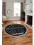 3D Kaymaz Yıkanabilir Şık Kilim Desen Yuvarlak Mutfak Halısı Salon Halısı Y-Modern-68-Antrasit 5