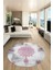 Baskılı Kaymaz Taban Yıkanabilir Göbekli Modern Mutfak Yuvarlak Salon Halısı Y-Modern-06-Pembe 2