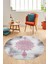 Baskılı Kaymaz Taban Yıkanabilir Göbekli Modern Mutfak Yuvarlak Salon Halısı Y-Modern-06-Pembe 3