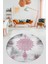 Baskılı Kaymaz Taban Yıkanabilir Göbekli Modern Mutfak Yuvarlak Salon Halısı Y-Modern-06-Pembe 4