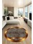 Baskılı Ince Kaymaz Taban Yıkanabilir Sade Modern Mutfak Yuvarlak Salon Halısı Y-Modern-10-Kahve 2