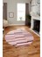 Şık Sade Kilim Desenli Dijital Kaymaz Yıkanabilir Yuvarlak Mutfak Salon Halısı Y-Modern-74-Pembe 5