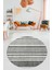Modern Kilim Desen Dijital Kaymaz Yıkanabilir Yuvarlak Mutfak Salon Halısı Y-Modern-36-Gri 2