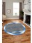 Baskılı Ince Kaymaz Taban Yıkanabilir Sade Modern Mutfak Yuvarlak Salon Halısı Y-Modern-10-Mavi 1