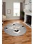 Şık Modern Desenli Dijital Kaymaz Yıkanabilir Yuvarlak Mutfak Salon Halısı Y-Modern-12-Gri 1