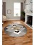 Şık Modern Desenli Dijital Kaymaz Yıkanabilir Yuvarlak Mutfak Salon Halısı Y-Modern-12-Kahve 1