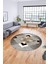 Şık Modern Desenli Dijital Kaymaz Yıkanabilir Yuvarlak Mutfak Salon Halısı Y-Modern-12-Kahve 5