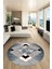 Şık Modern Desenli Dijital Kaymaz Yıkanabilir Yuvarlak Mutfak Salon Halısı Y-Modern-12-Mavi 2