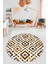 Baklava Desenli Dijital Kaymaz Yıkanabilir Yuvarlak Mutfak Salon Halısı Y-Modern-23-Kahve 3
