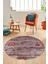 Modern Etnik Desen Dijital Kaymaz Yıkanabilir Yuvarlak Mutfak Salon Halısı Y-Modern-30-Bordo 2