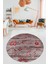 Modern Etnik Desen Dijital Kaymaz Yıkanabilir Yuvarlak Mutfak Salon Halısı Y-Modern-30-Bordo 3