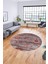 Modern Etnik Desen Dijital Kaymaz Yıkanabilir Yuvarlak Mutfak Salon Halısı Y-Modern-30-Bordo 4