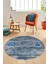 Modern Etnik Desen Dijital Kaymaz Yıkanabilir Yuvarlak Mutfak Salon Halısı Y-Modern-30-Mavi 2