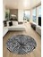 Yaprak Desen Baskılı Kaymaz Taban Yıkanabilir Modern Yuvarlak Salon Halısı Y-MODERN-100-GRİ 4