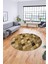 Baklava Desenli Dijital Kaymaz Yıkanabilir Yuvarlak Mutfak Salon Halısı Y-Modern-31-Kahve 3