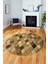 Baklava Desenli Dijital Kaymaz Yıkanabilir Yuvarlak Mutfak Salon Halısı Y-Modern-31-Kahve 4