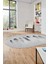 Yaprak Desenli Baskılı Kaymaz Taban Yıkanabilir Oval Yolluk Salon Halısı O-MODERN-115-GRİ 1