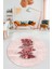 Baskılı Kaymaz Yıkanabilir Modern Yaprak Desen Yuvarlak Salon Halısı Y-Modern-50-Pembe 1