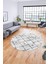 Baskılı Kaymaz Yıkanabilir Kilim Desen Yuvarlak Mutfak Halısı Salon Halısı Y-Modern-57-Gri 2