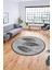 Baskılı Kaymaz Yıkanabilir Modern Yaprak Desen Yuvarlak Mutfak Salon Halısı Y-Modern-41-Gri 3