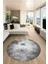 Baskılı Kaymaz Taban Yıkanabilir Modern Yuvarlak Mutfak Salon Halısı Y-MODERN-109-GRİ 3