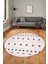 Baskılı Kaymaz Yıkanabilir Şık Kilim Desen Yuvarlak Mutfak Halısı Salon Halısı Y-Modern-65-Pembe 4