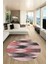 Renkli Desen Baskılı Kaymaz Taban Yıkanabilir Modern Yuvarlak Salon Halısı Y-MODERN-104-PEMBE 4