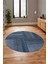 3D Modern Kilim Desen Dijital Kaymaz Yıkanabilir Yuvarlak Mutfak Salon Halısı Y-Modern-34-Mavi 5