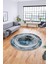 Baskılı Kaymaz Yıkanabilir Modern Mermer Desen Yuvarlak Salon Halısı Y-Modern-46-Mavi 2