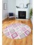Baskılı Kaymaz Yıkanabilir Baklava Desen Yuvarlak Mutfak Halısı Salon Halısı Y-Modern-66-Pembe 2