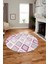 Baskılı Kaymaz Yıkanabilir Baklava Desen Yuvarlak Mutfak Halısı Salon Halısı Y-Modern-66-Pembe 5